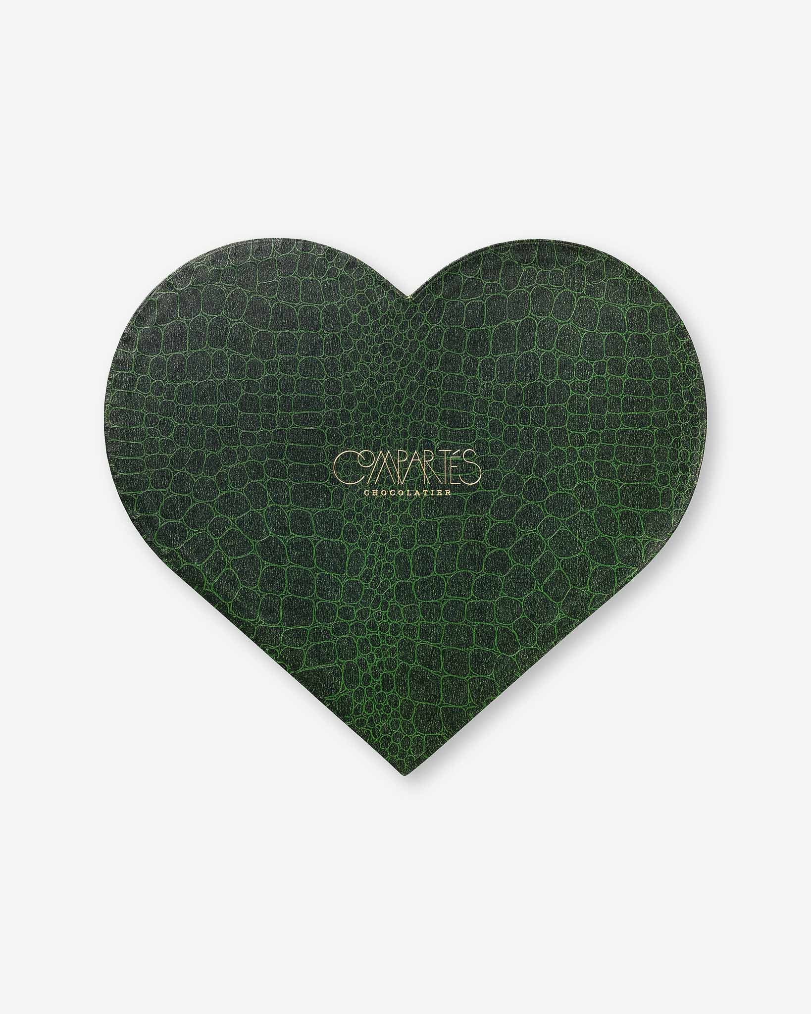 Valentine's Day 24 Karat Gold Moet Champagne Chocolates Box product image in a green box, closed